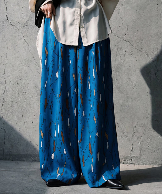 Art Print Loose Wide Pants Ladies