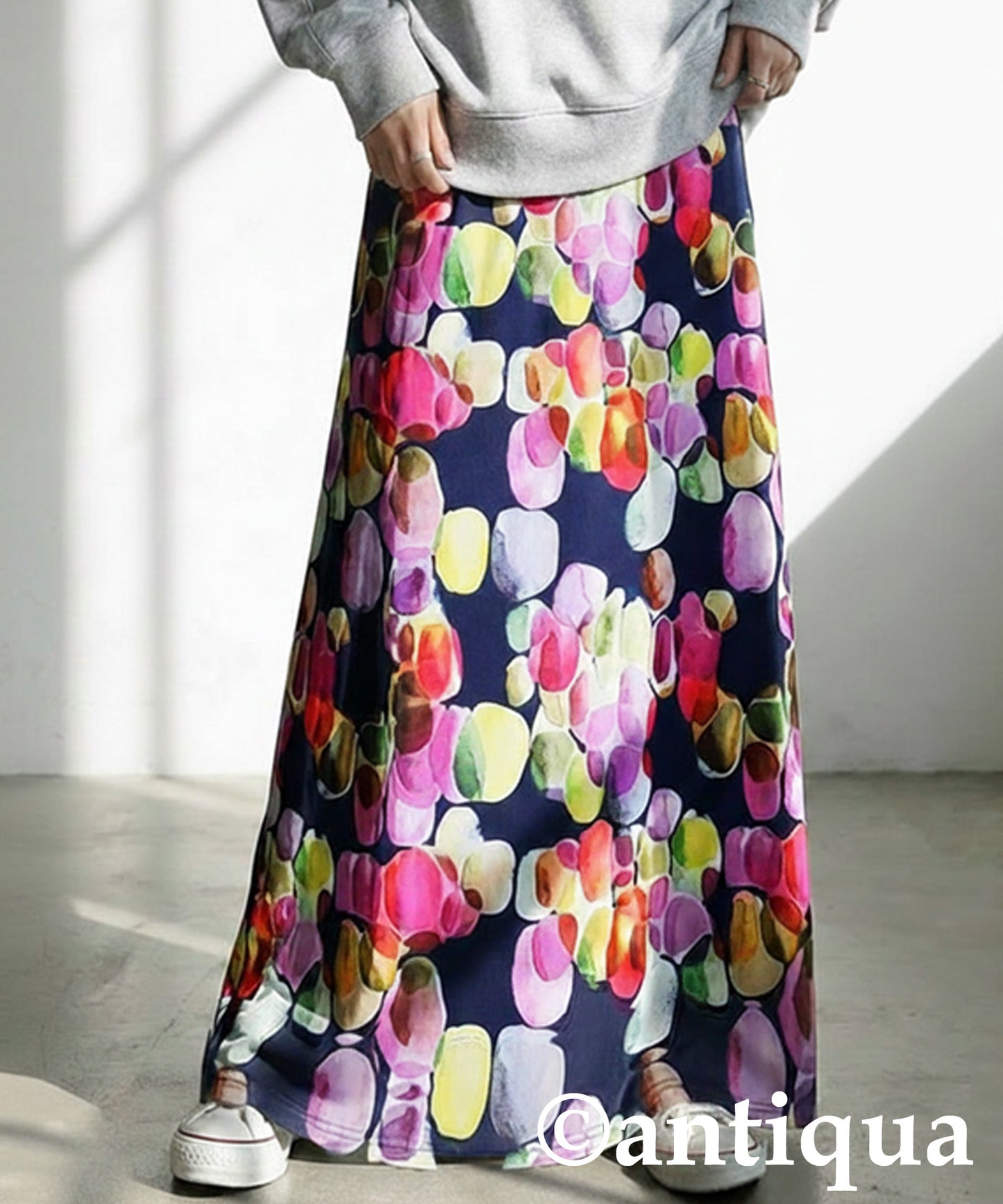 Watercolor Flare Long Skirt Ladies