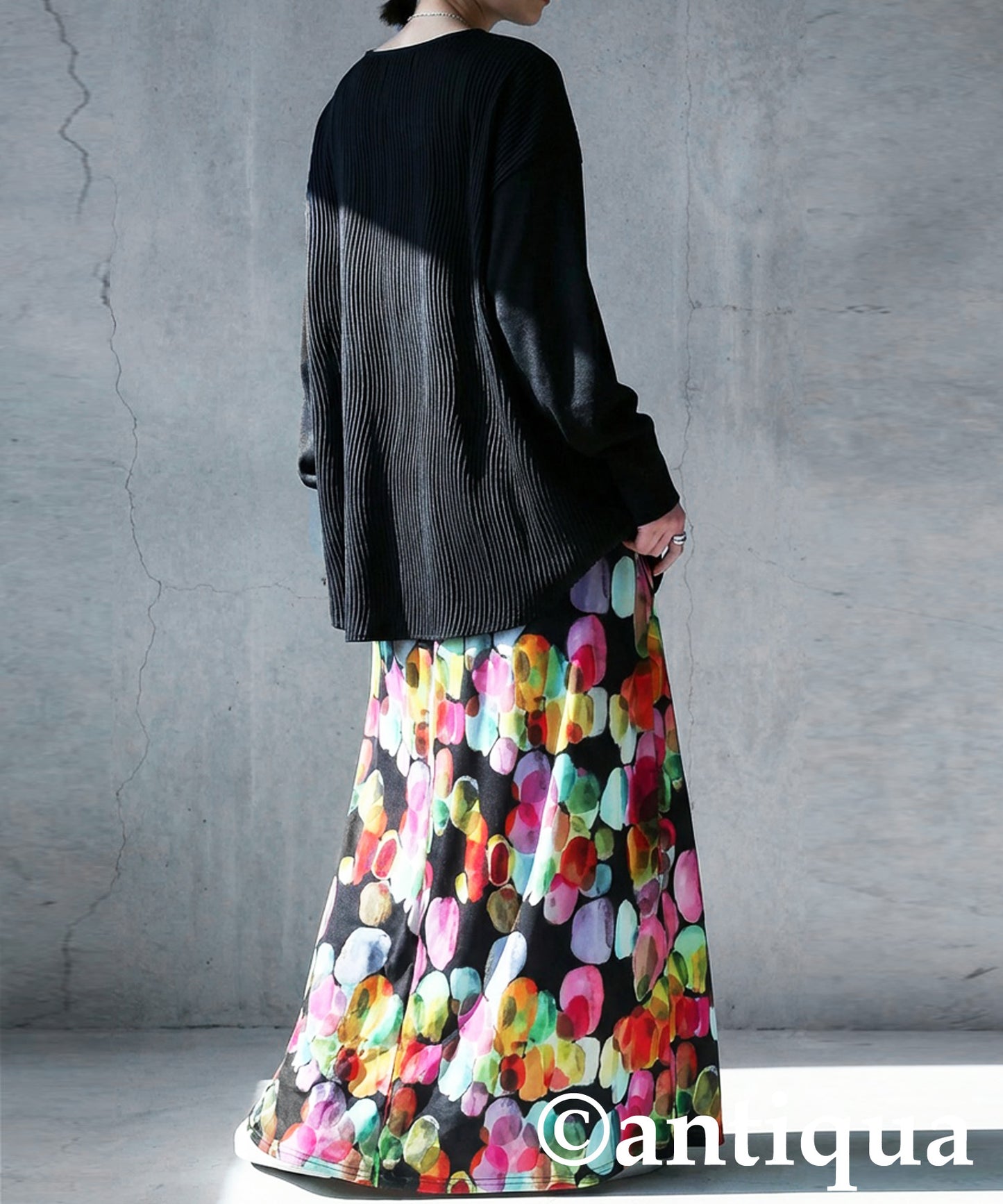 Watercolor Flare Long Skirt Ladies