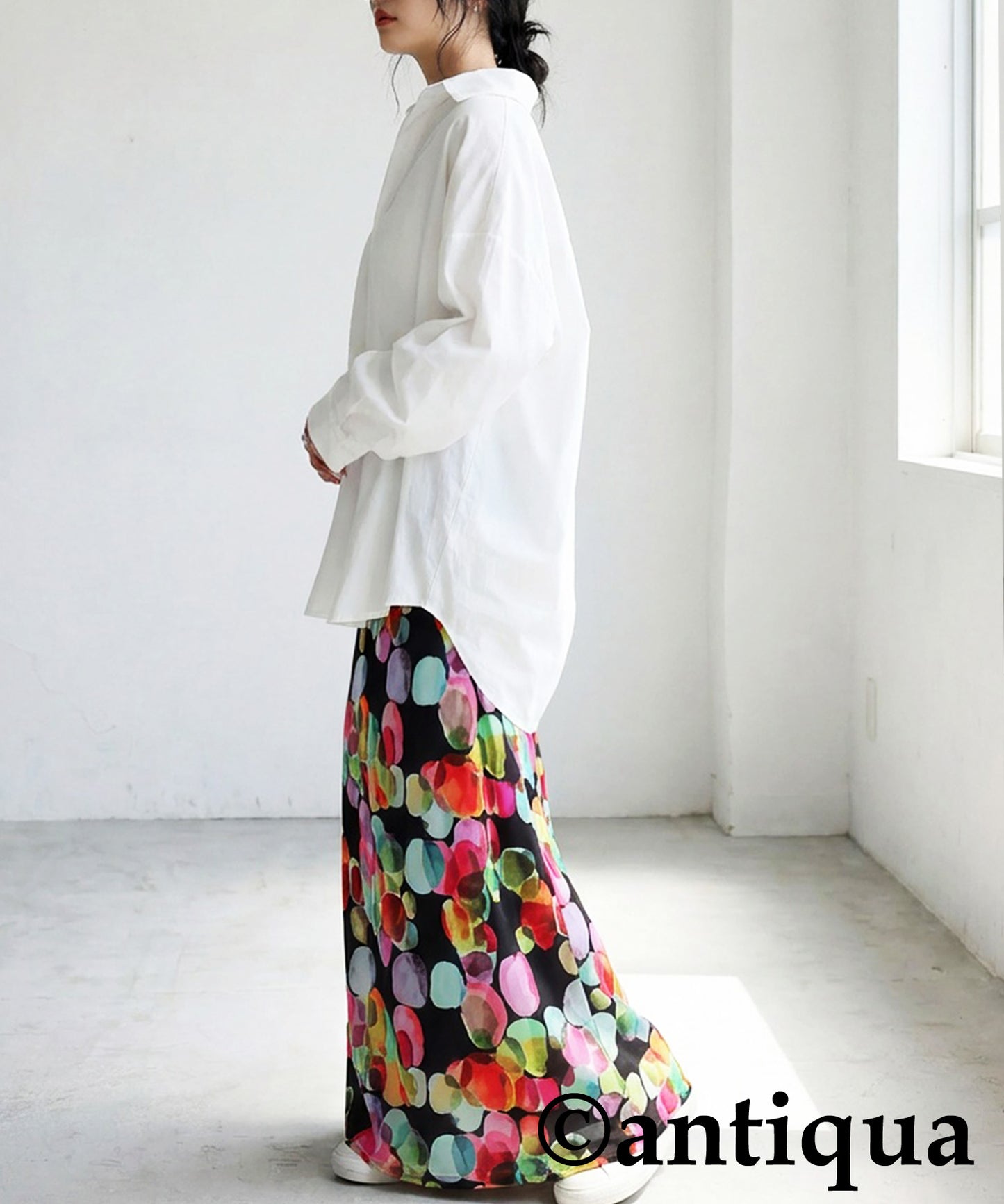 Watercolor Flare Long Skirt Ladies