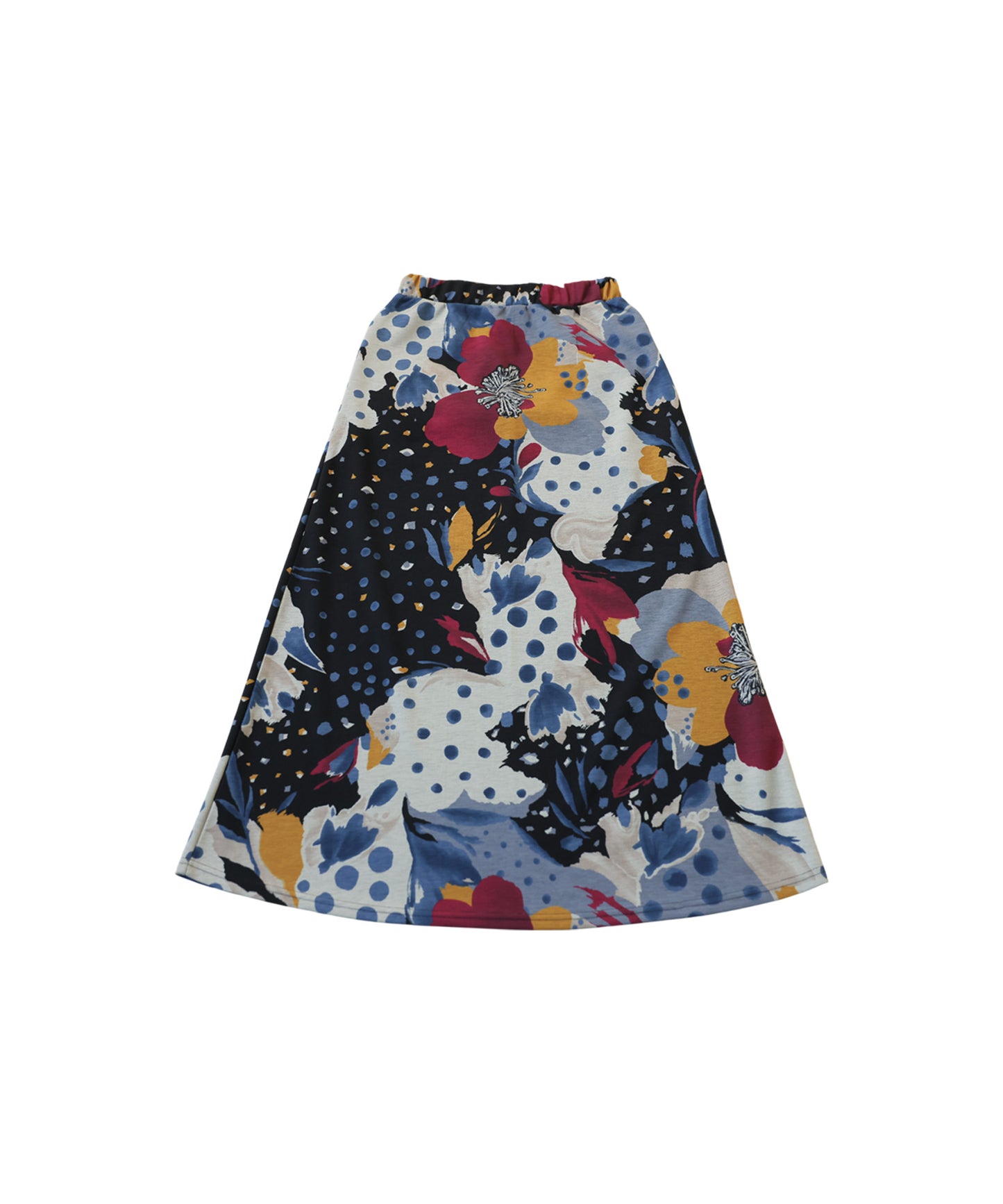 Dot and Floral Print Long Skirt Ladies
