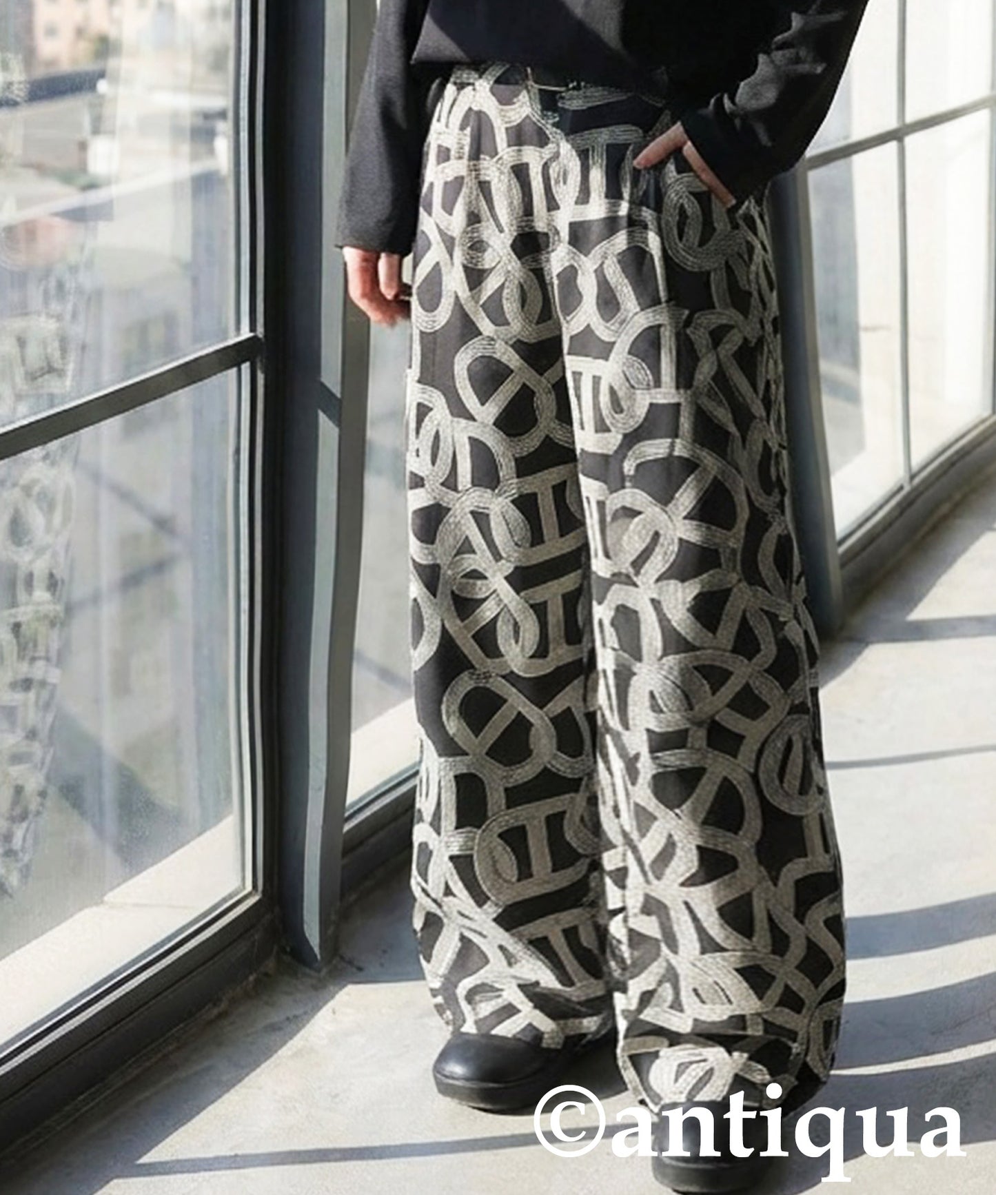 Geometric Wide Pants Ladies
