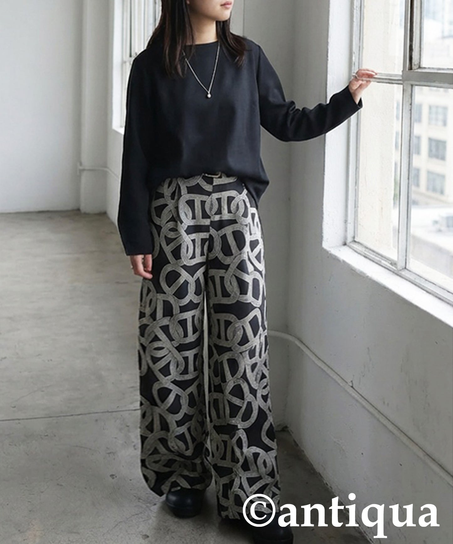 Geometric Wide Pants Ladies