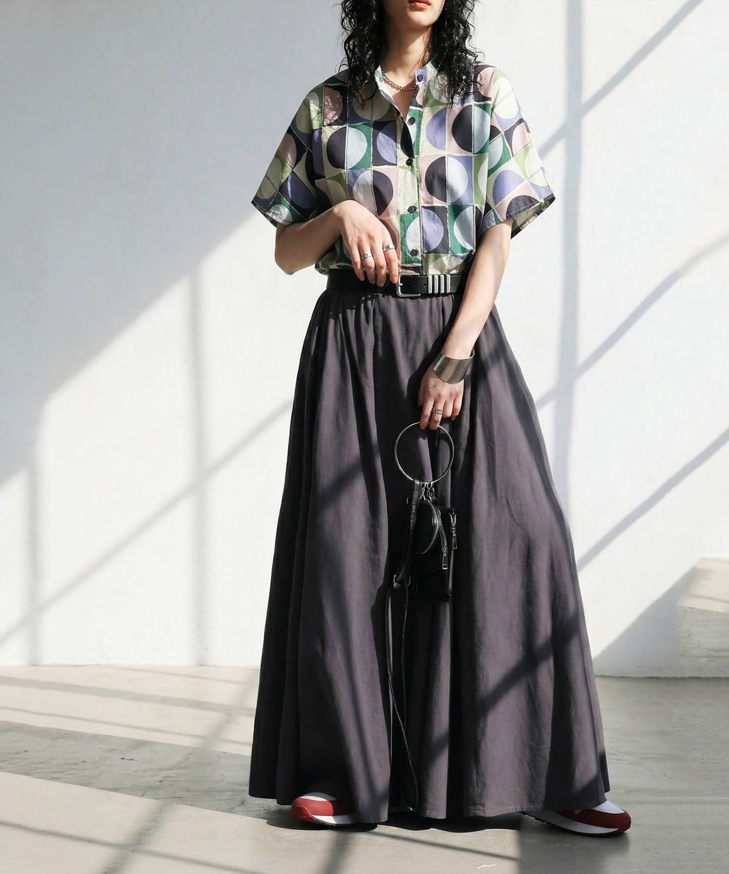 Geometric Pattern Cotton Shirt Ladies