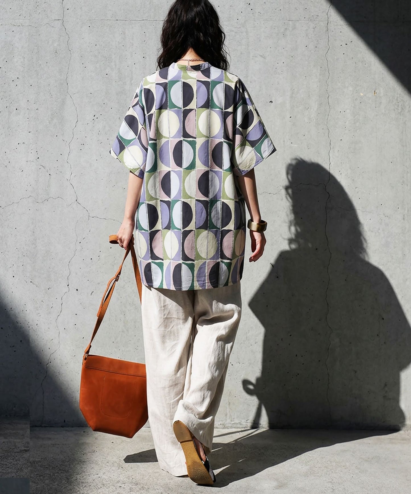 Geometric Pattern Cotton Shirt Ladies