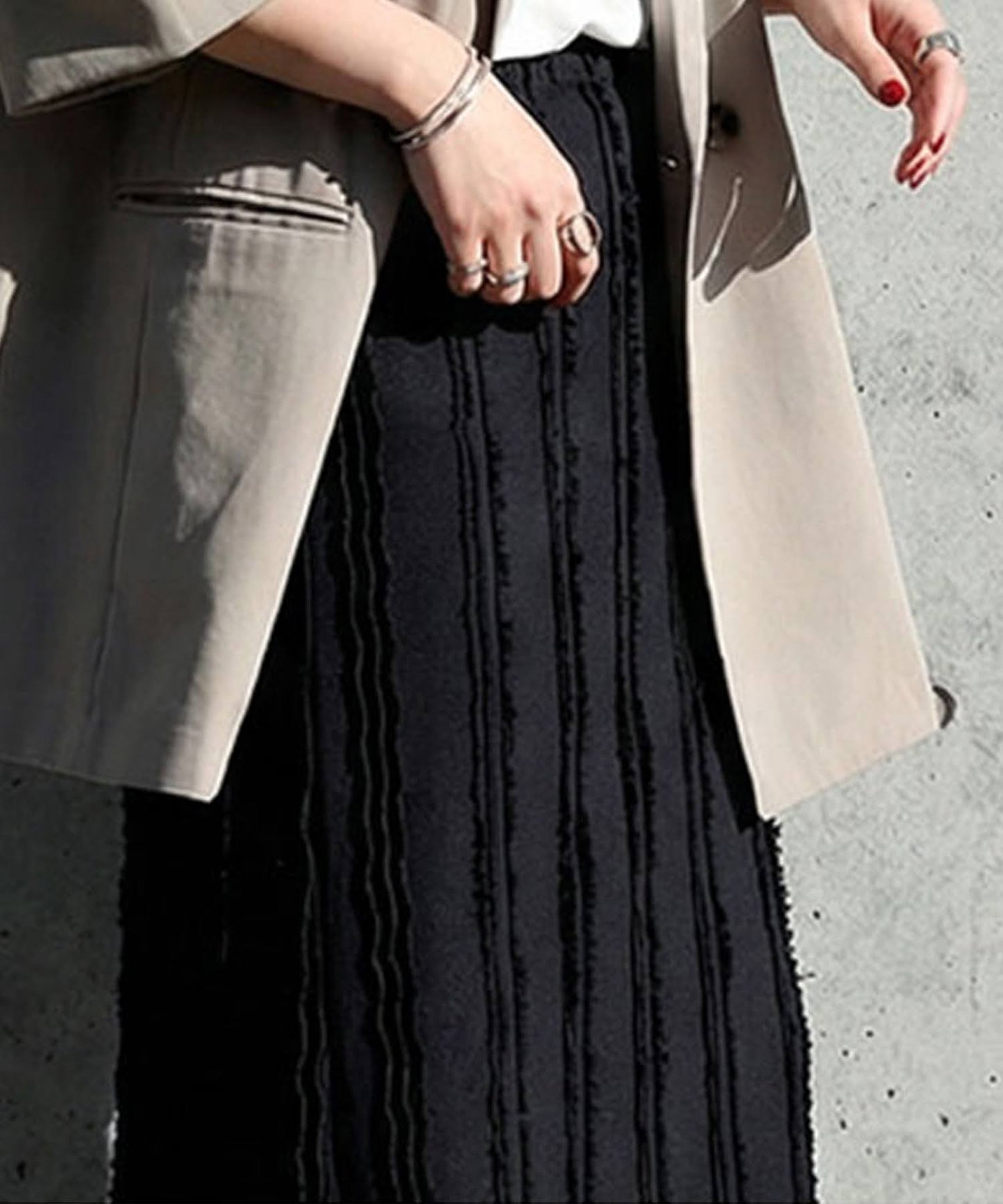 Fringe A-Line Long Skirt Ladies