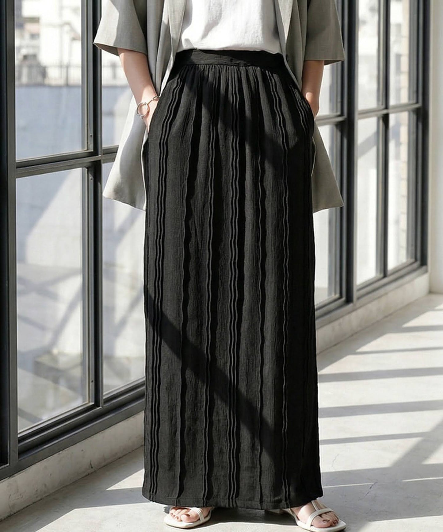 Fringe A-Line Long Skirt Ladies