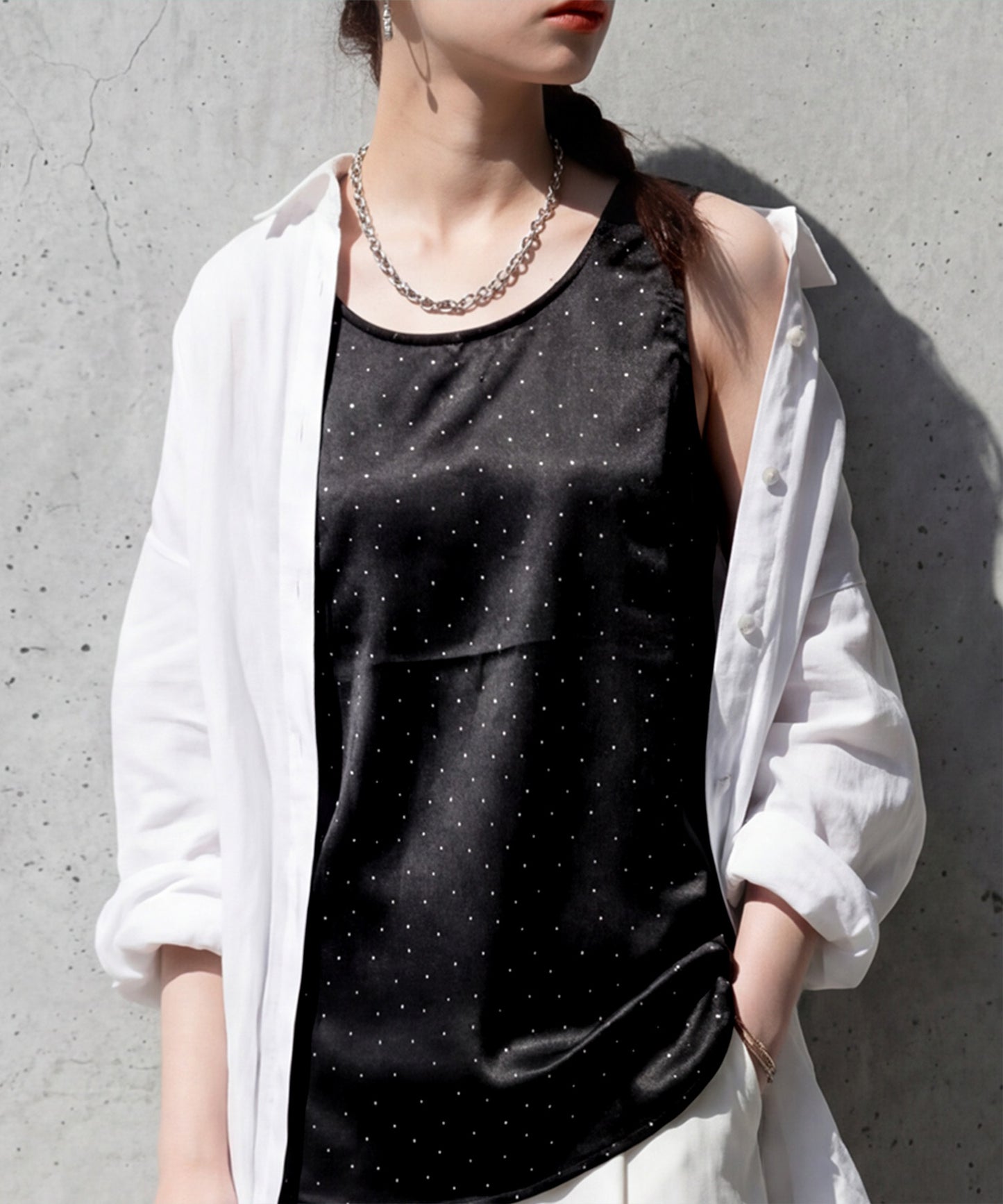 Satin Studded Tank Top Ladies