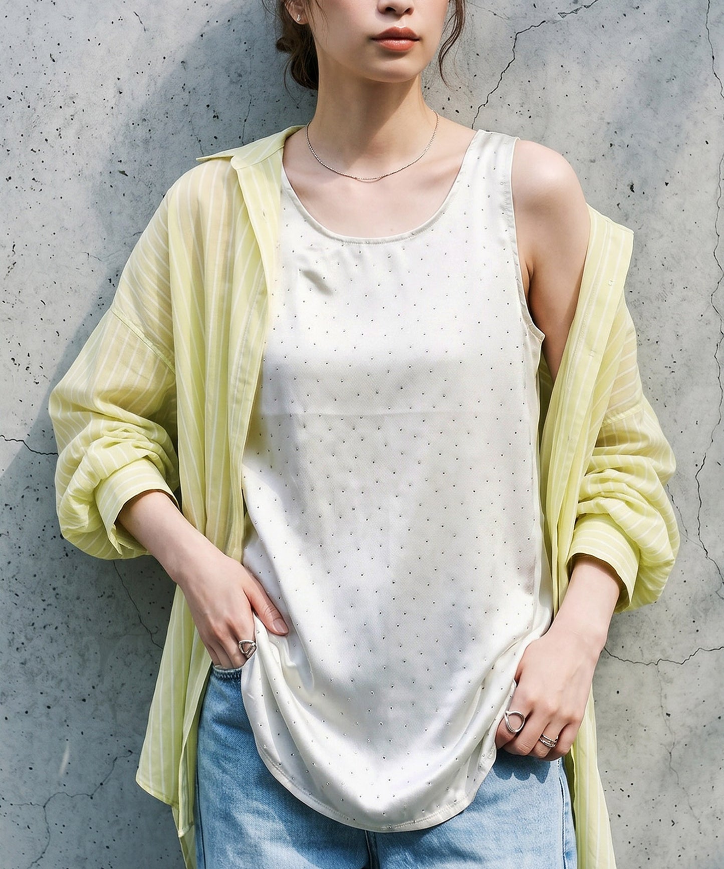 Satin Studded Tank Top Ladies
