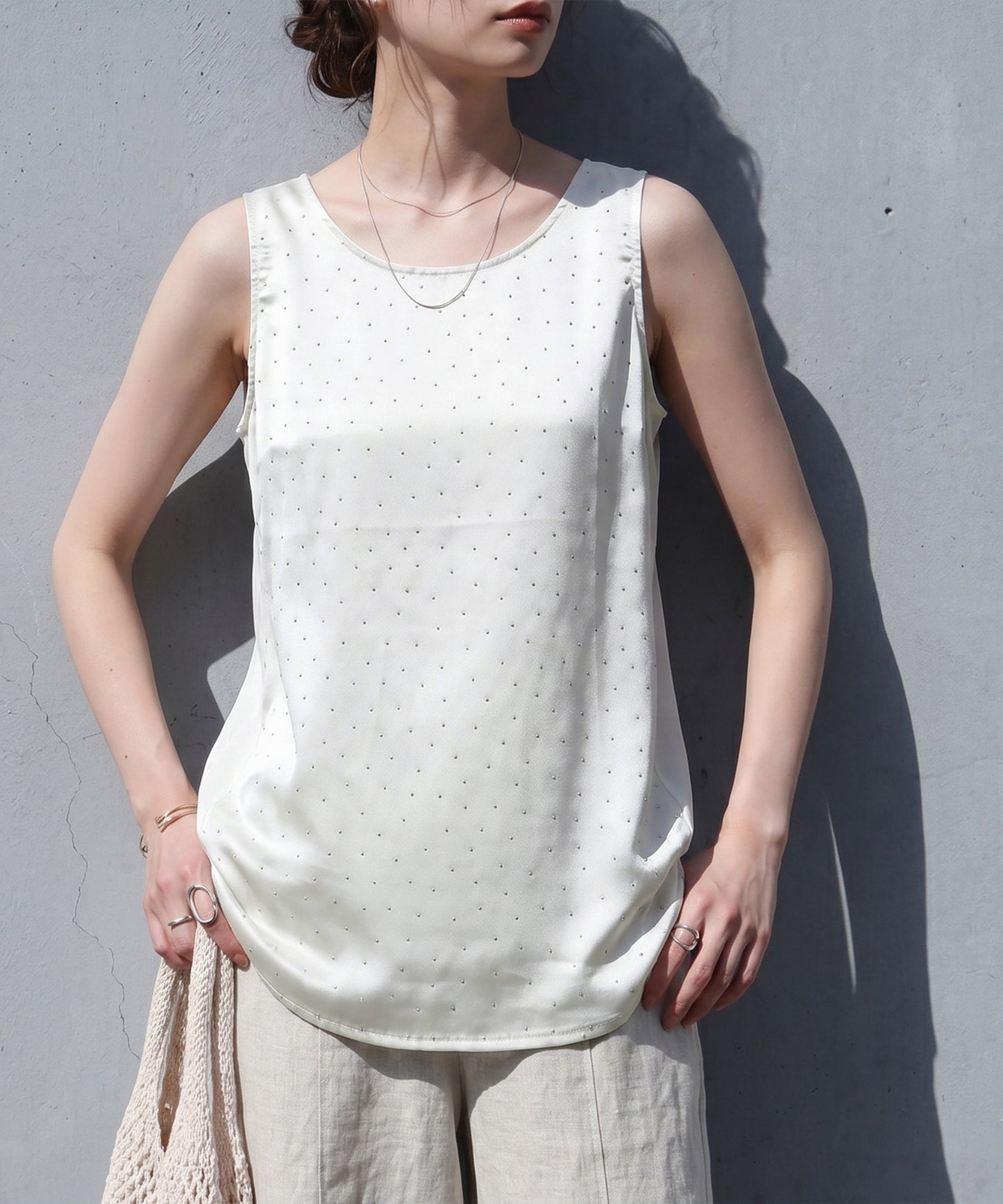Satin Studded Tank Top Ladies