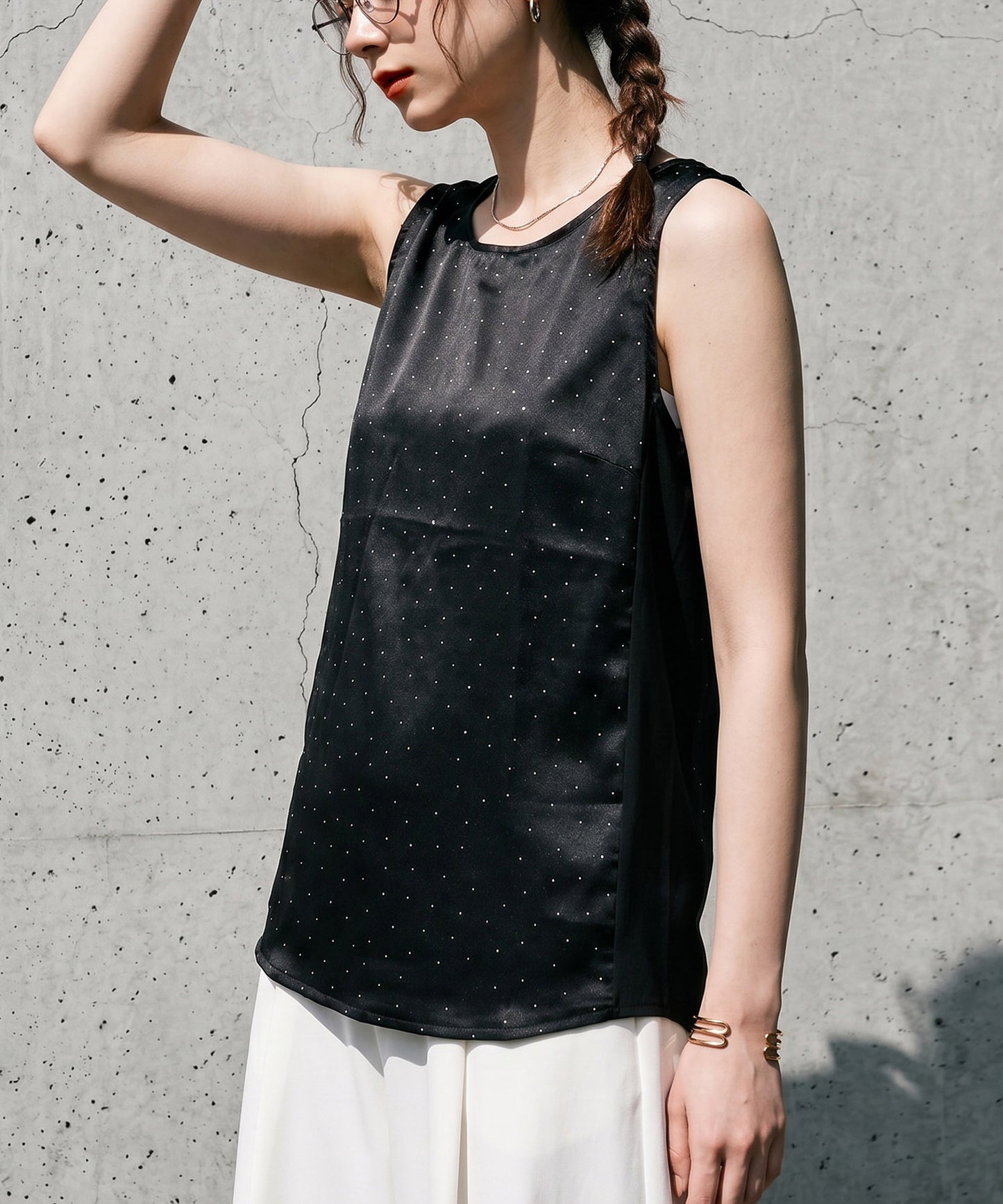 Satin Studded Tank Top Ladies