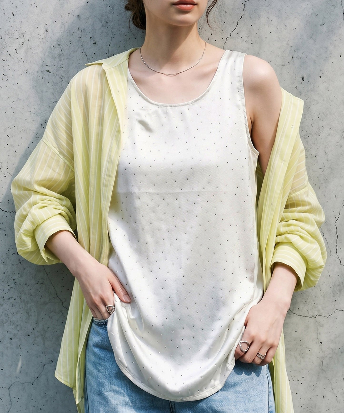 Satin Studded Tank Top Ladies