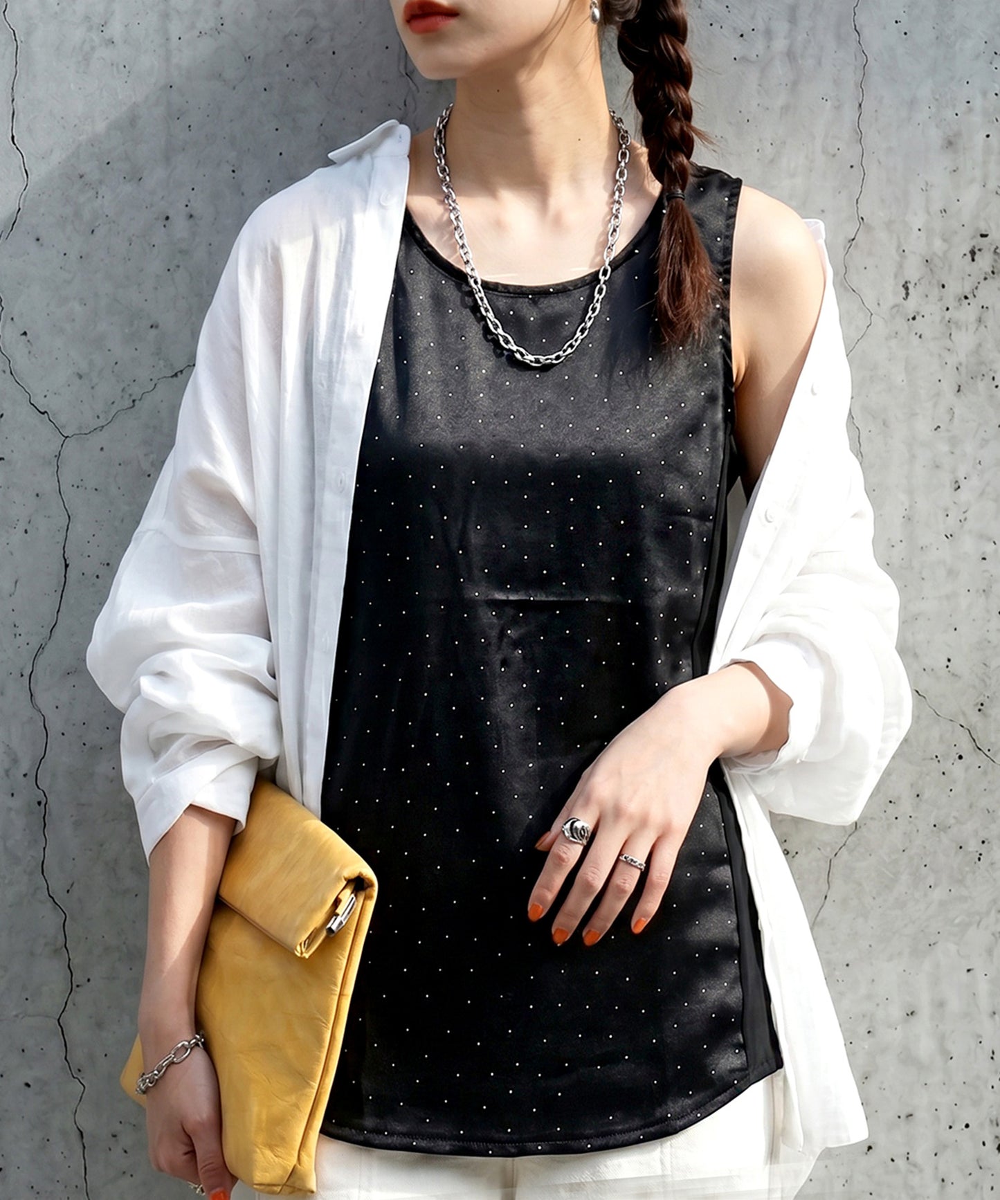 Satin Studded Tank Top Ladies