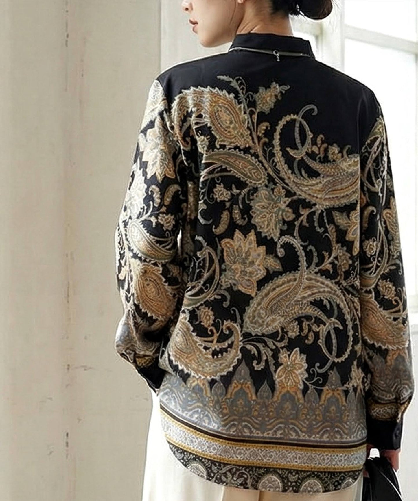 Paisley Print Open-Front Shirt Ladies