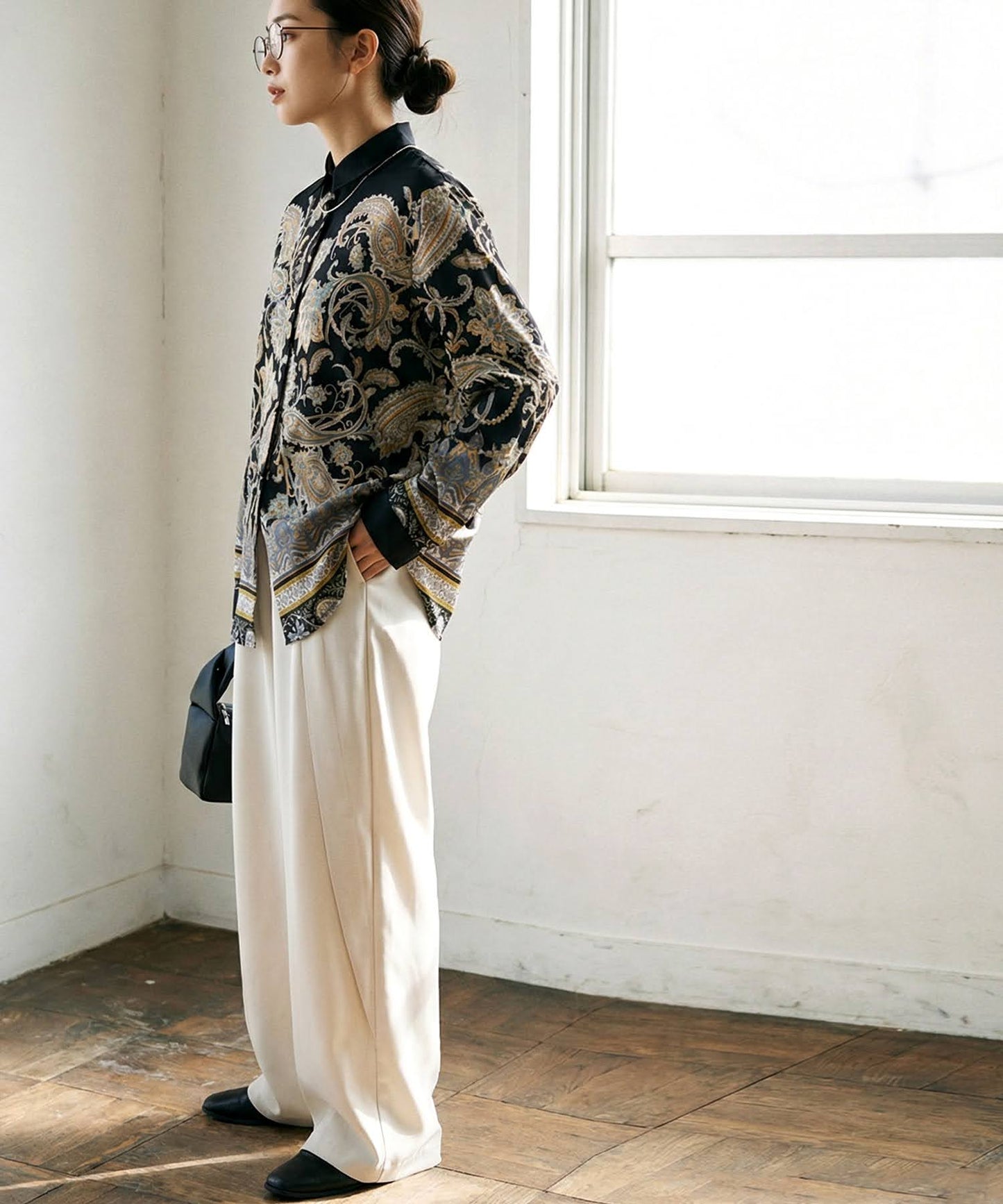 Paisley Print Open-Front Shirt Ladies