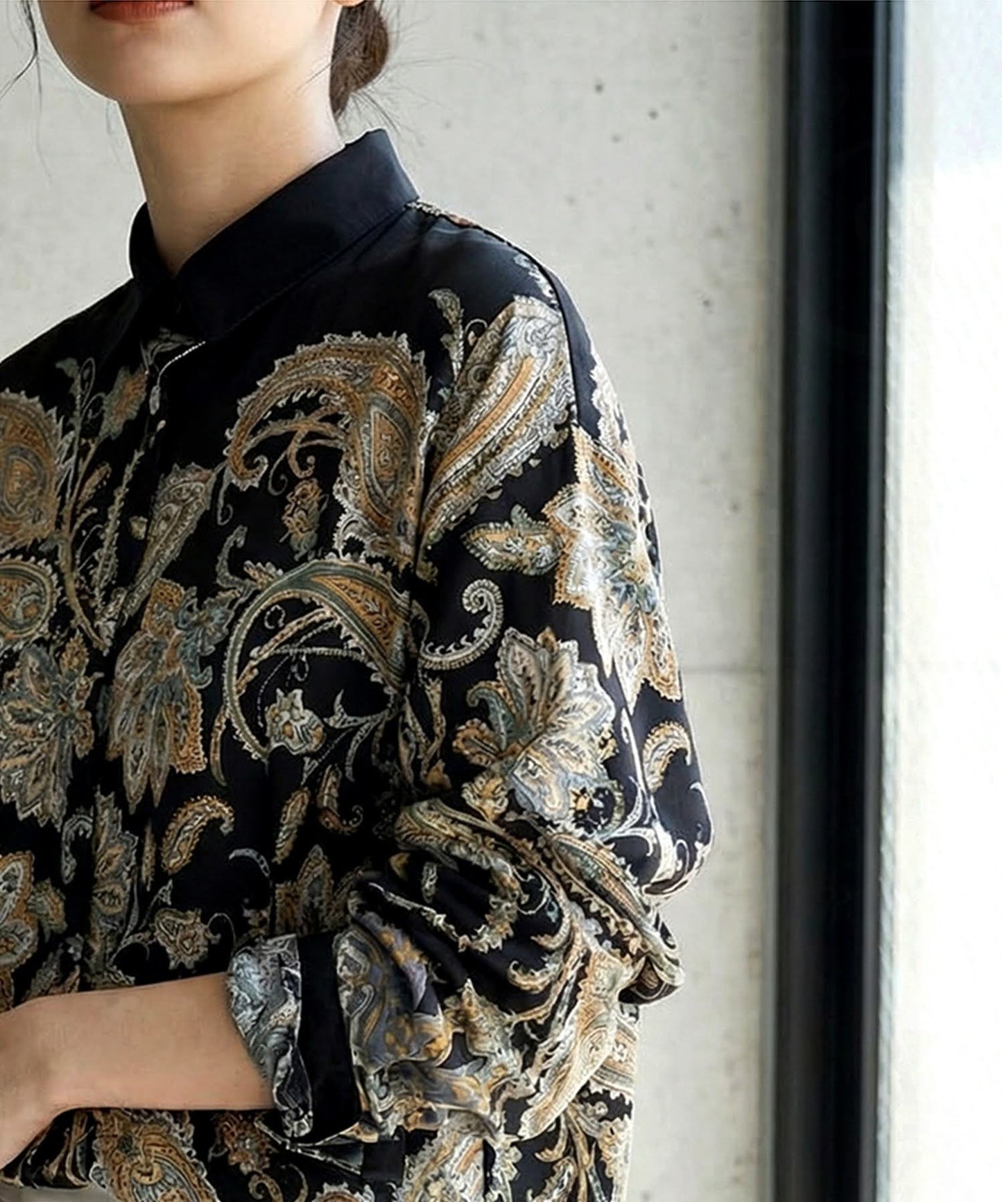 Paisley Print Open-Front Shirt Ladies