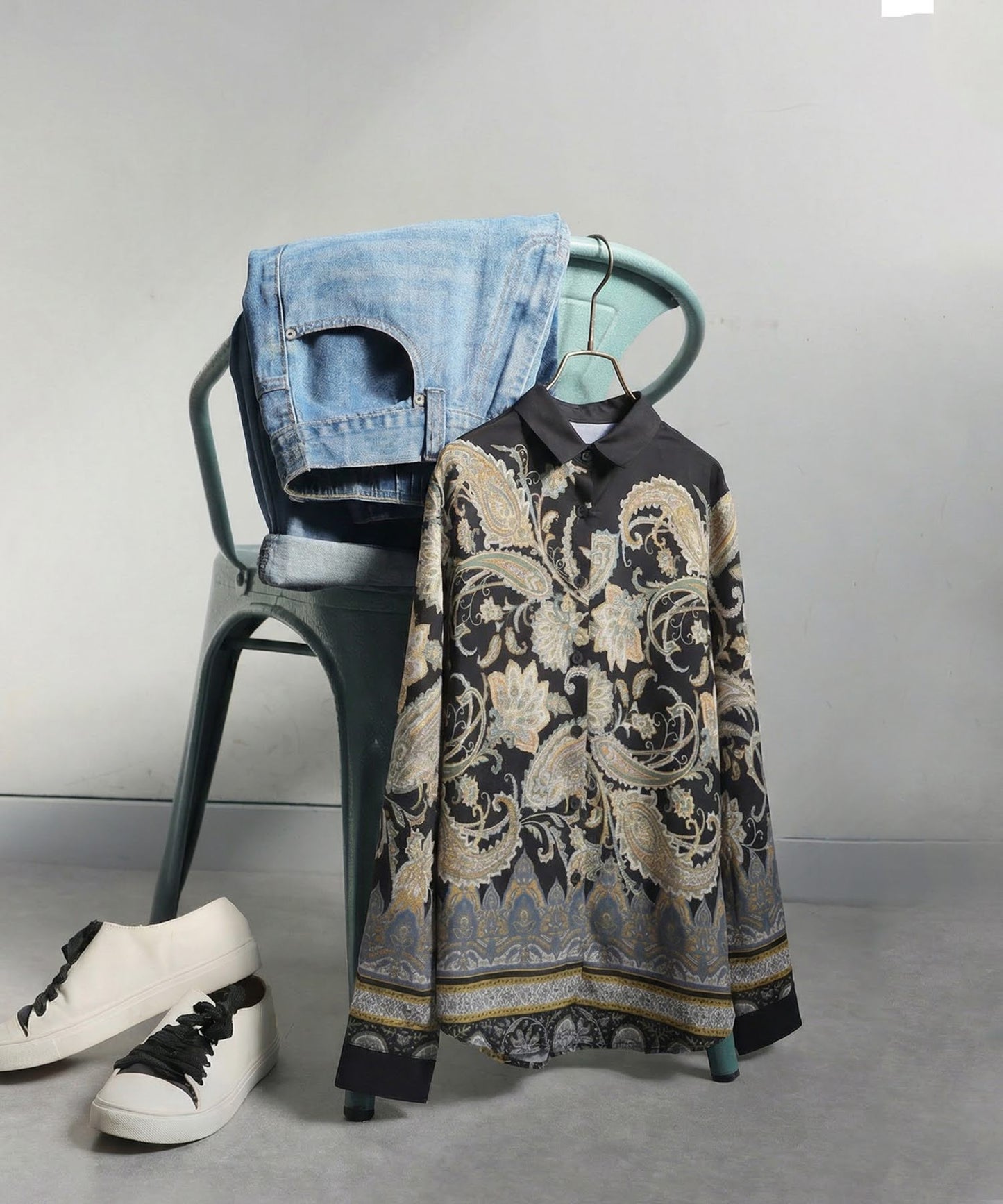 Paisley Print Open-Front Shirt Ladies