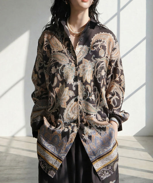 Paisley Print Open-Front Shirt Ladies