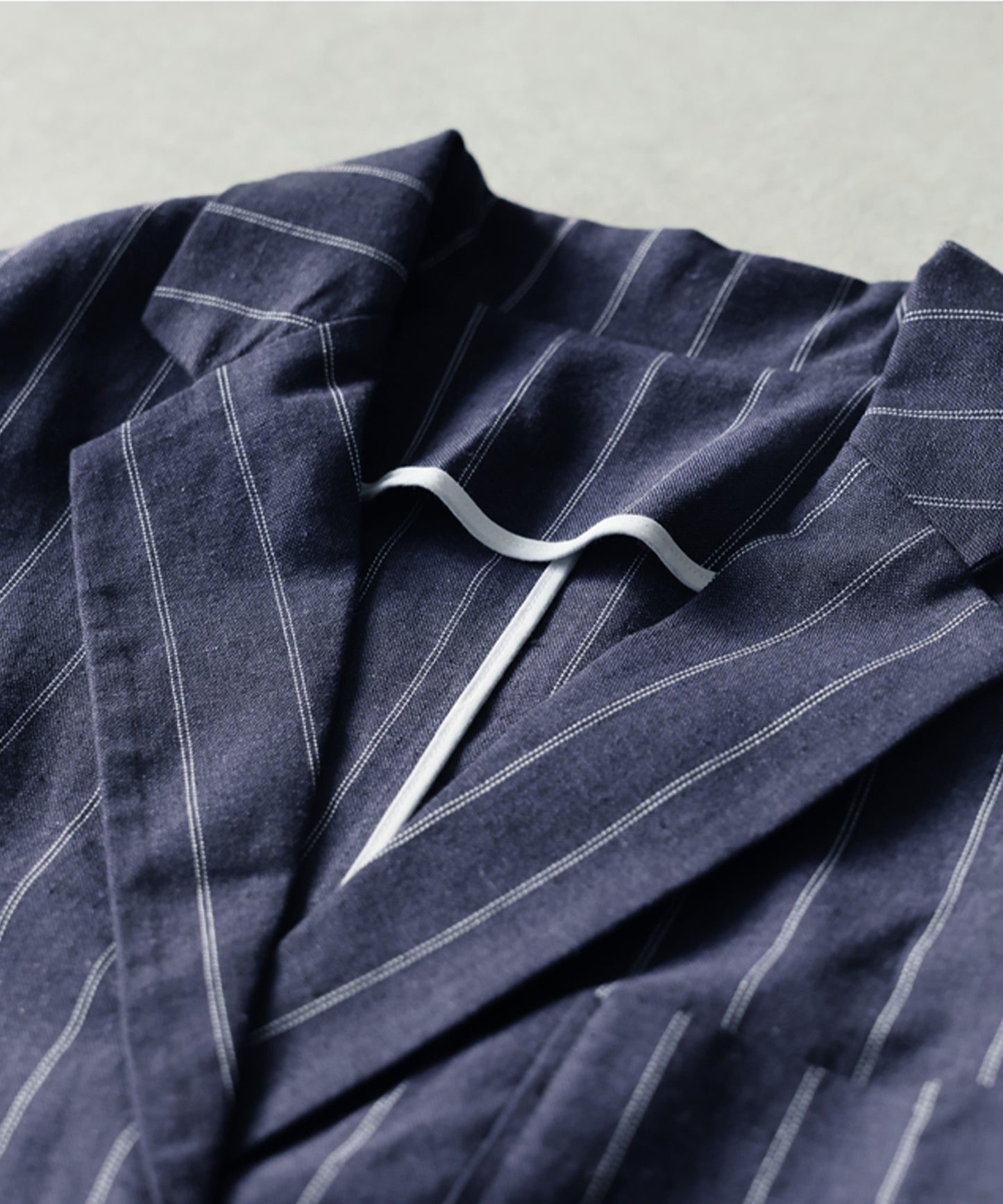 Short-Length Cotton-Linen Blend Striped Tailored Jacket Ladies