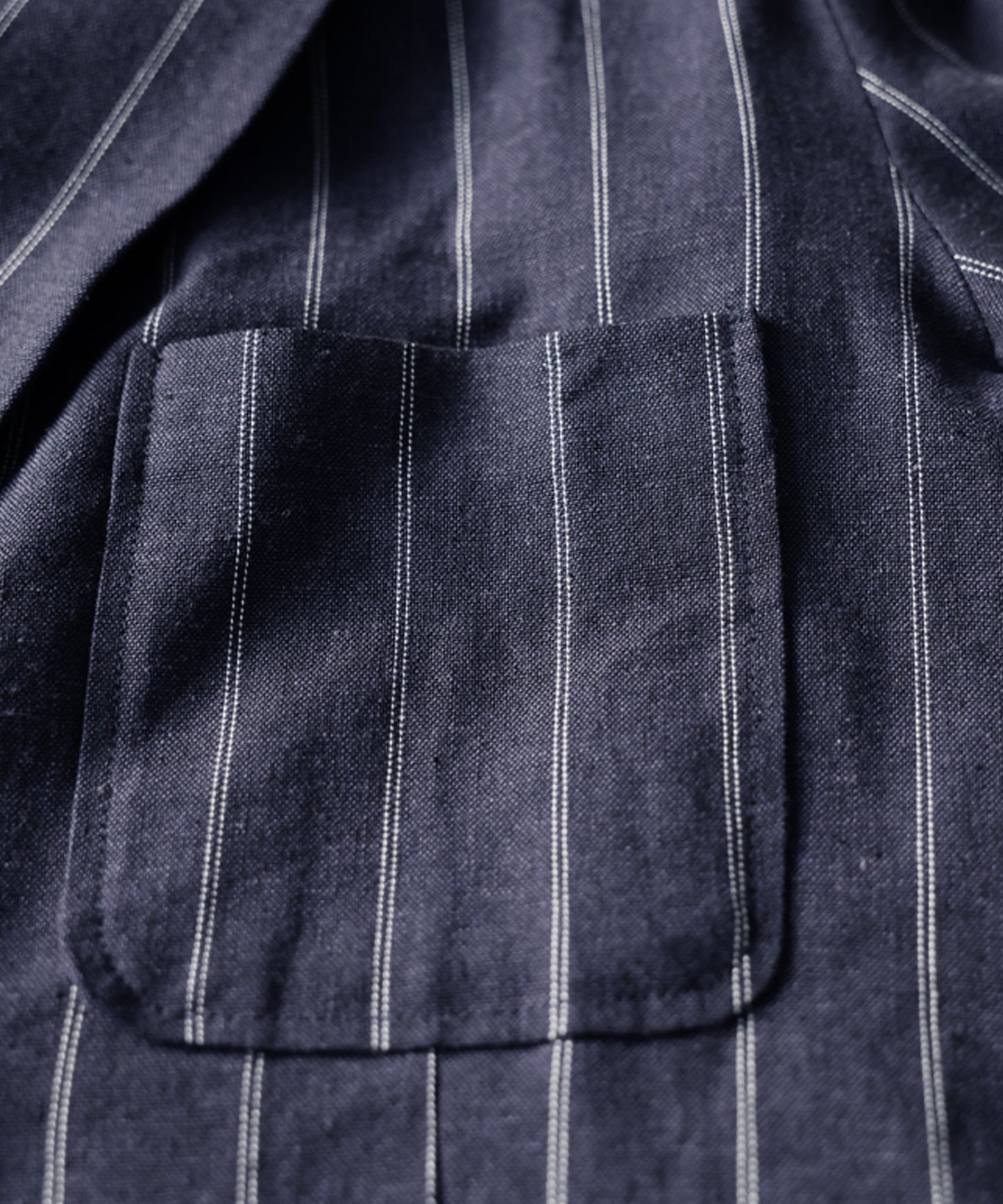 Short-Length Cotton-Linen Blend Striped Tailored Jacket Ladies