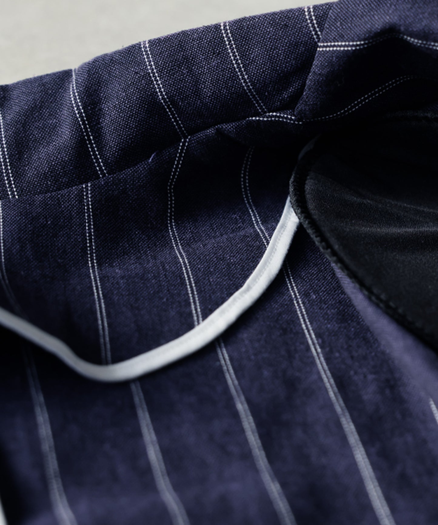 Short-Length Cotton-Linen Blend Striped Tailored Jacket Ladies