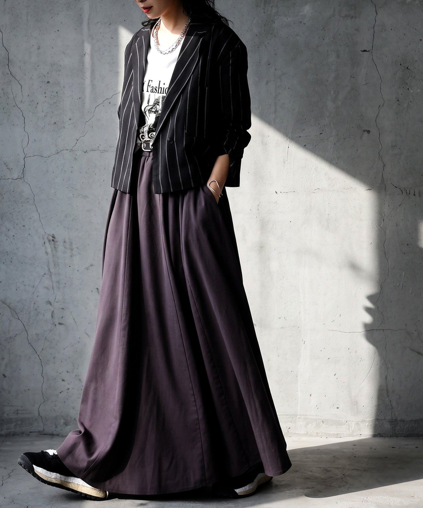 Short-Length Cotton-Linen Blend Striped Tailored Jacket Ladies