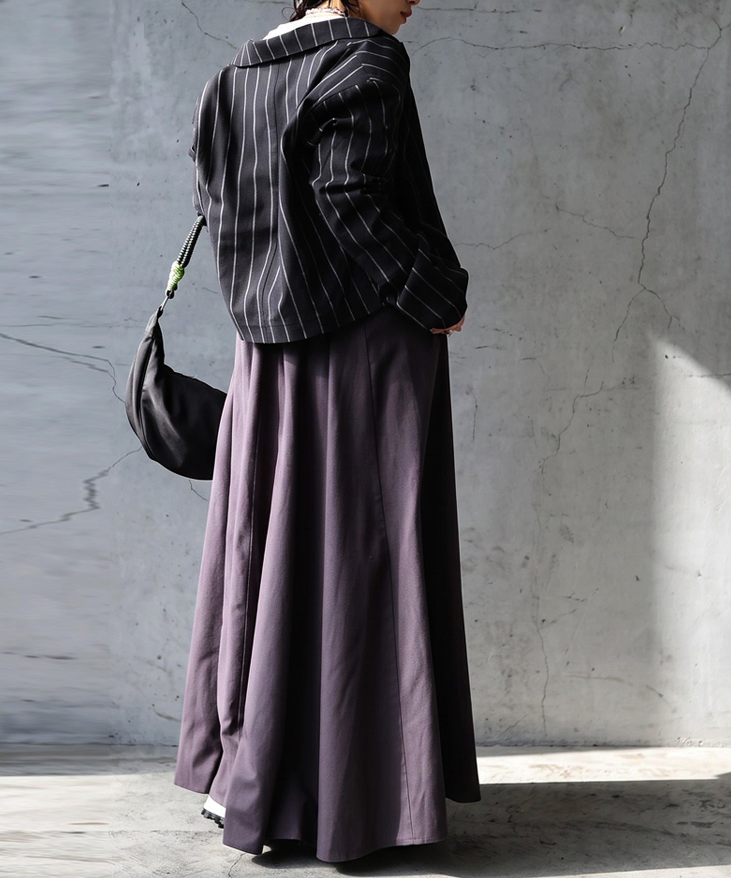 Short-Length Cotton-Linen Blend Striped Tailored Jacket Ladies
