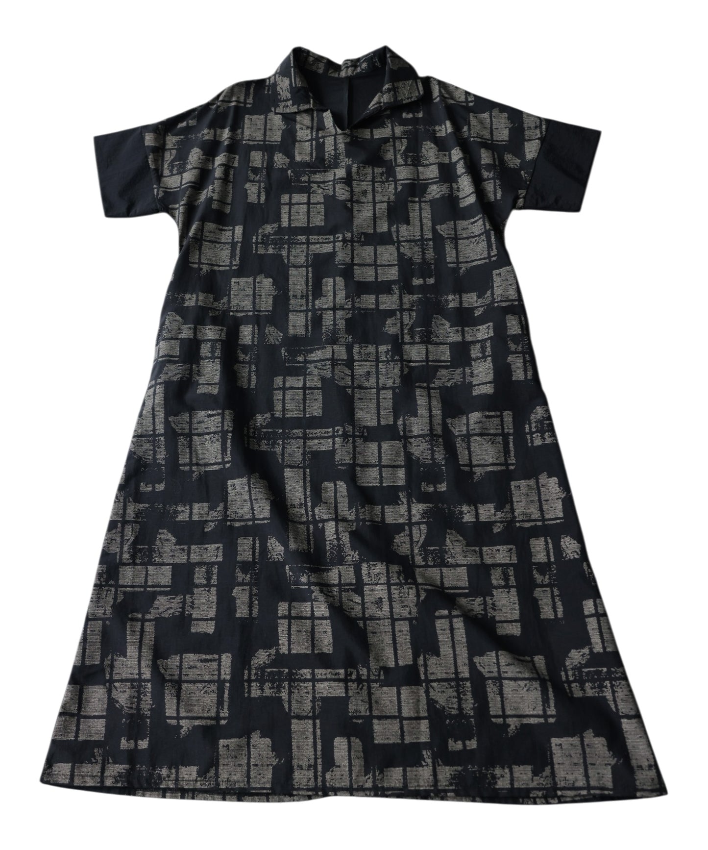 Geometric Print A-Line Short-Sleeved Dress Ladies
