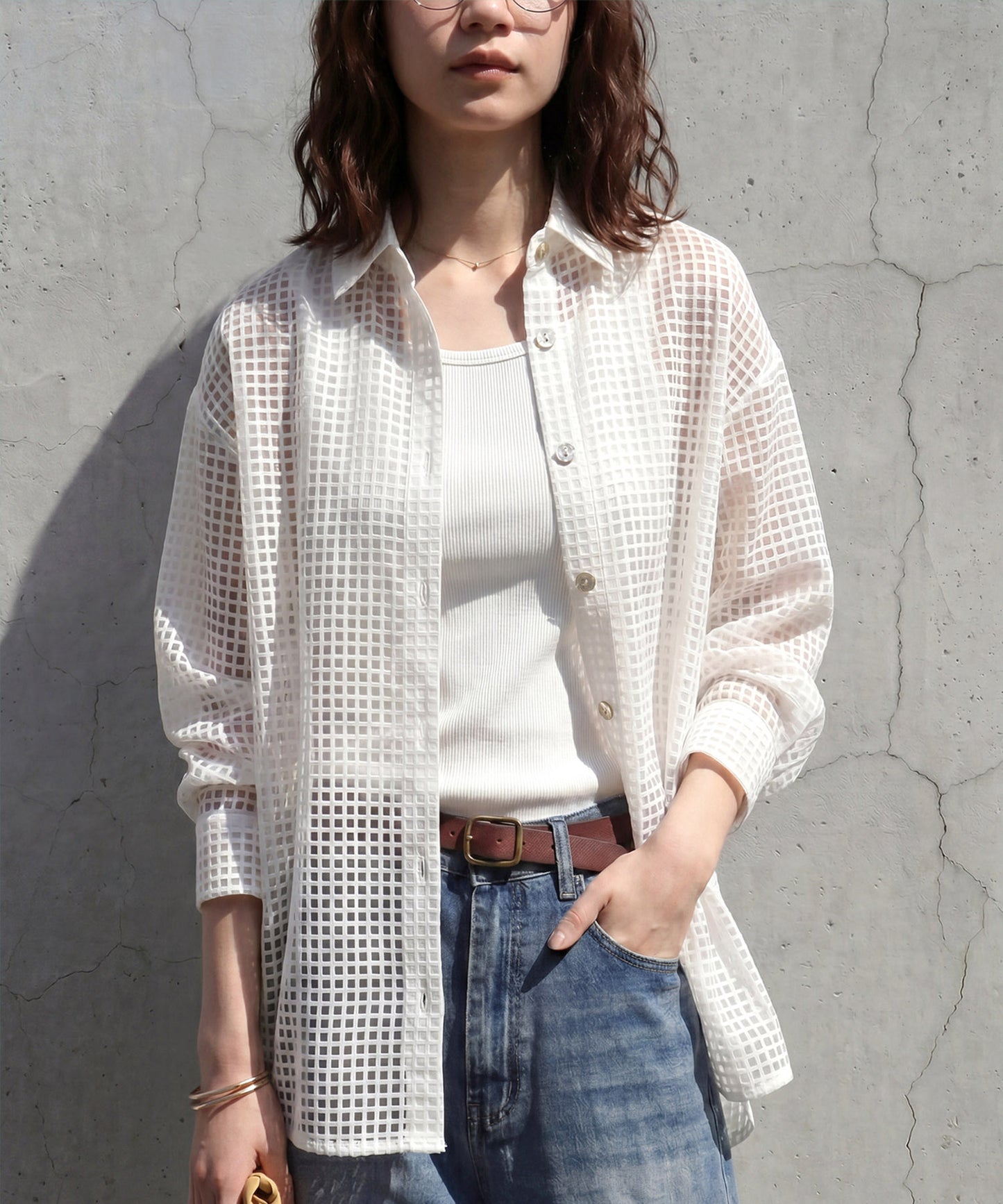 Checkered/Plaid Sheer Shirt Ladies