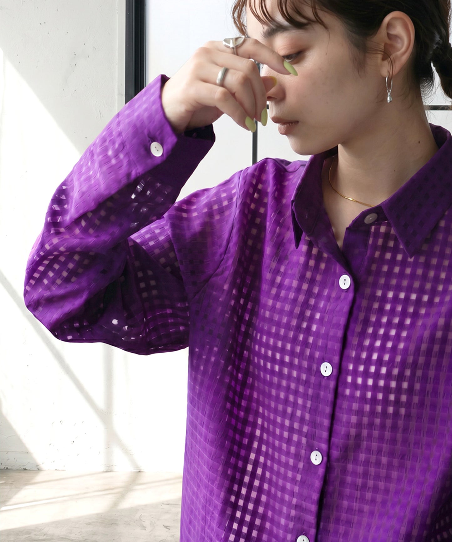 Checkered/Plaid Sheer Shirt Ladies