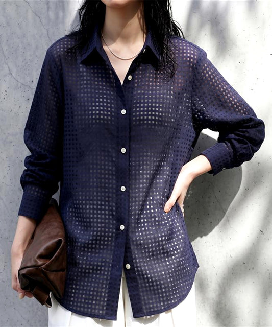 Checkered/Plaid Sheer Shirt Ladies