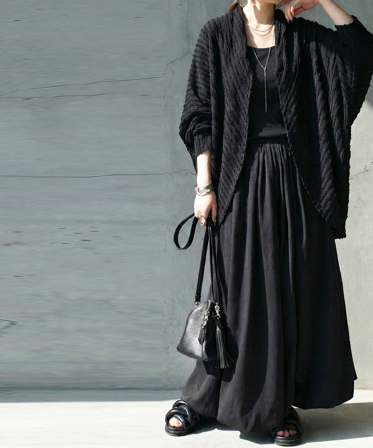 Asymmetrical Fringe Dolman Cardigan Ladies