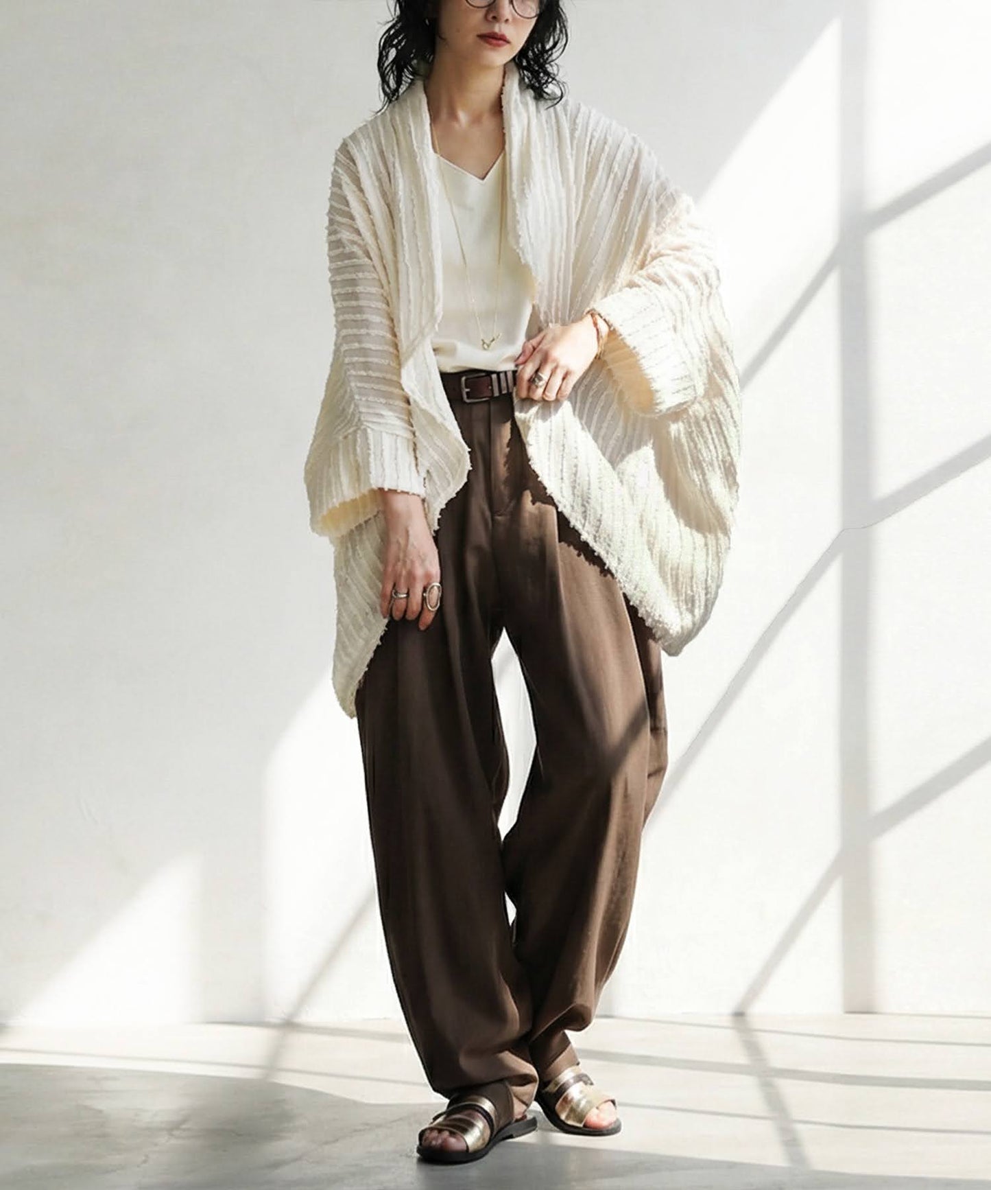 Asymmetrical Fringe Dolman Cardigan Ladies