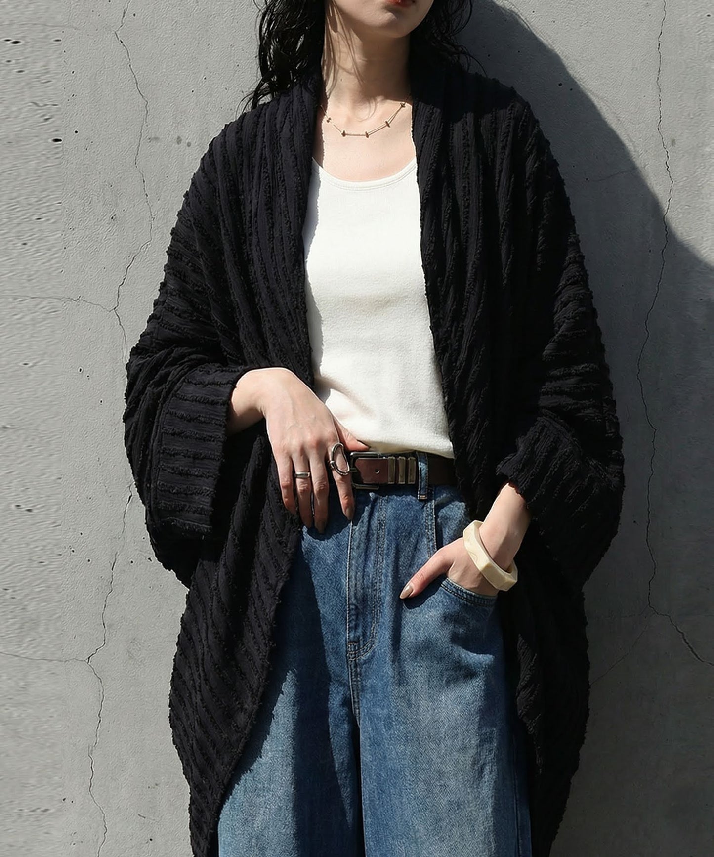Asymmetrical Fringe Dolman Cardigan Ladies