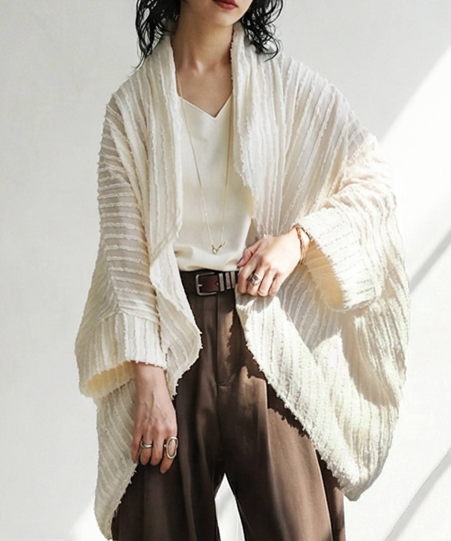 Asymmetrical Fringe Dolman Cardigan Ladies