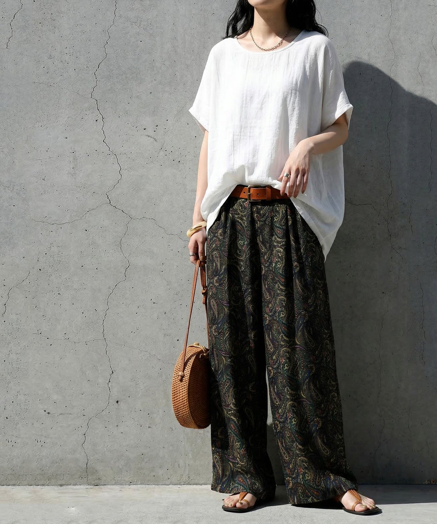 Paisley Print Wide-Leg Pants Ladies