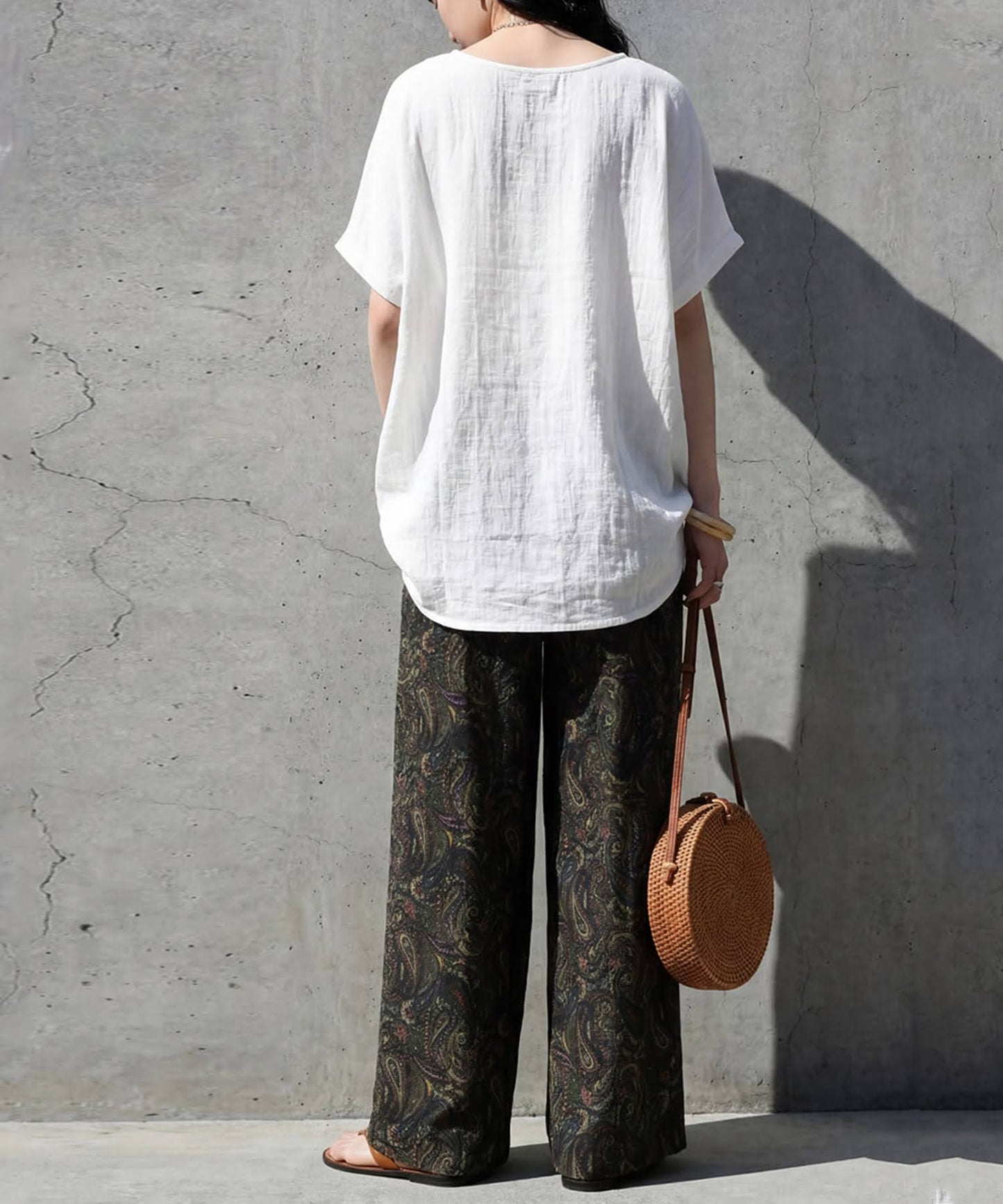 Paisley Print Wide-Leg Pants Ladies