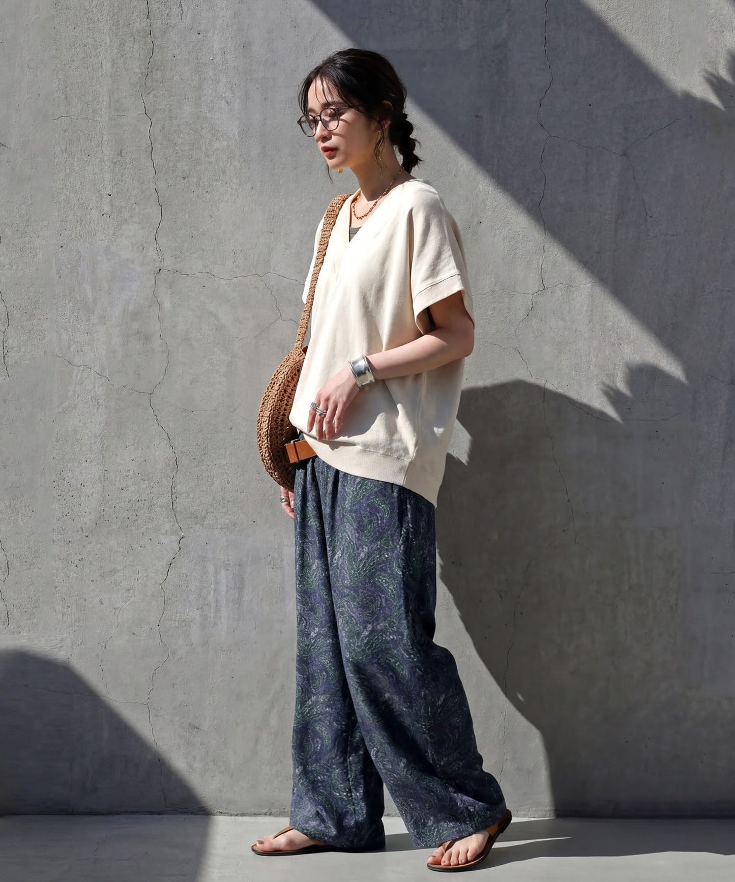 Paisley Print Wide-Leg Pants Ladies