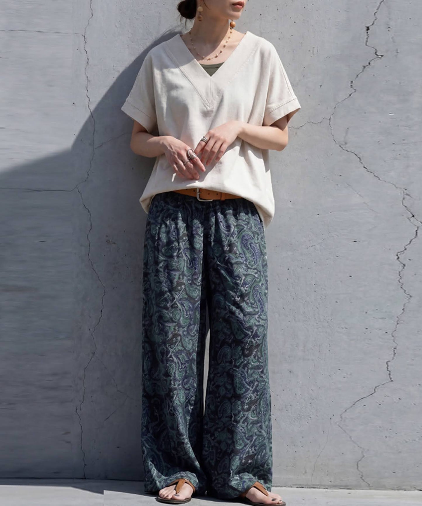 Paisley Print Wide-Leg Pants Ladies
