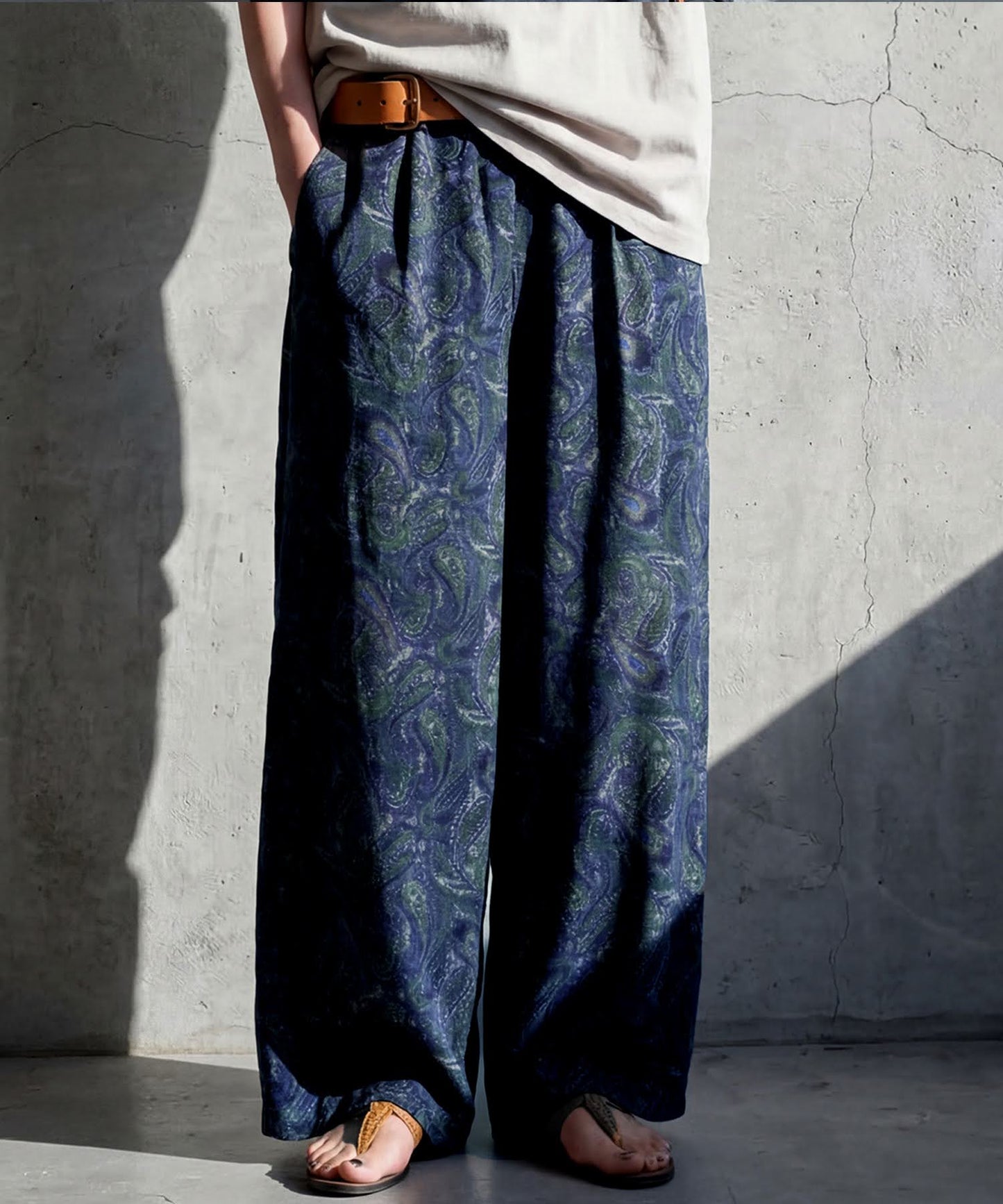 Paisley Print Wide-Leg Pants Ladies