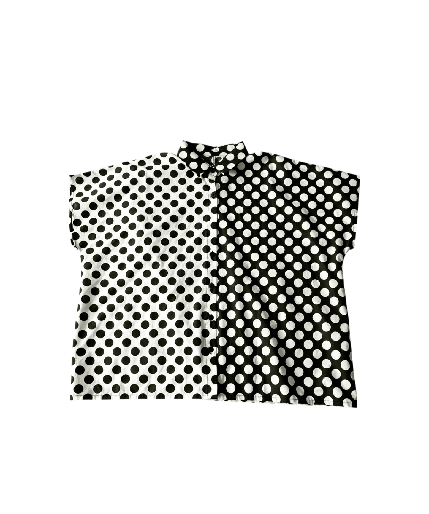 100% Cotton Two-Tone Polka Dot Shirt Ladies