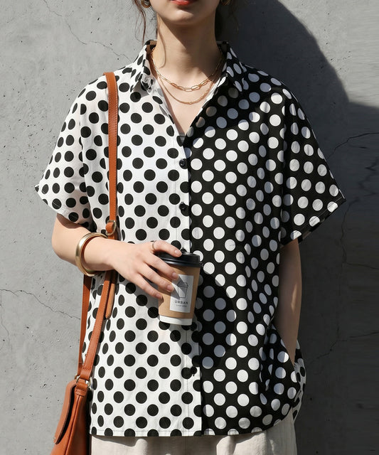 100% Cotton Two-Tone Polka Dot Shirt Ladies