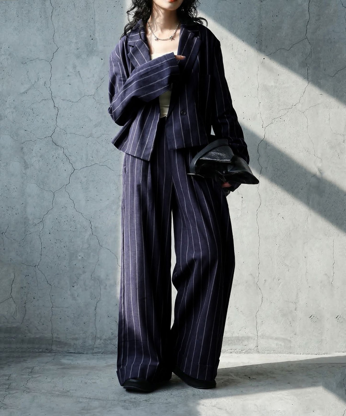 Striped Wide-Leg Pants Ladies
