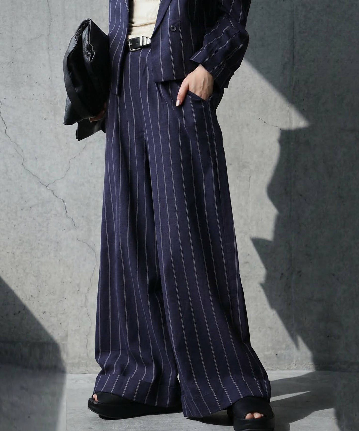 Striped Wide-Leg Pants Ladies