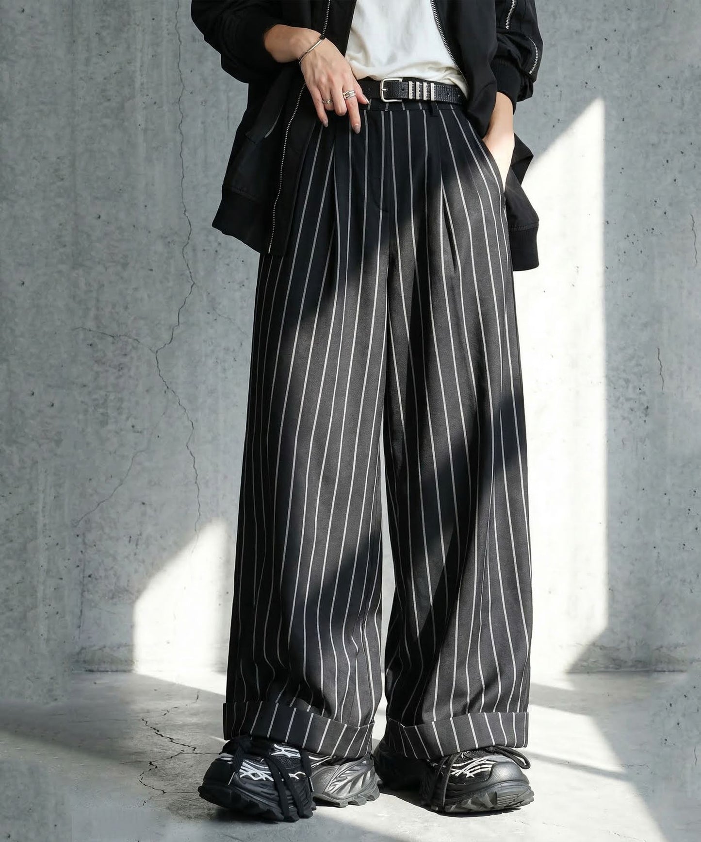 Striped Wide-Leg Pants Ladies