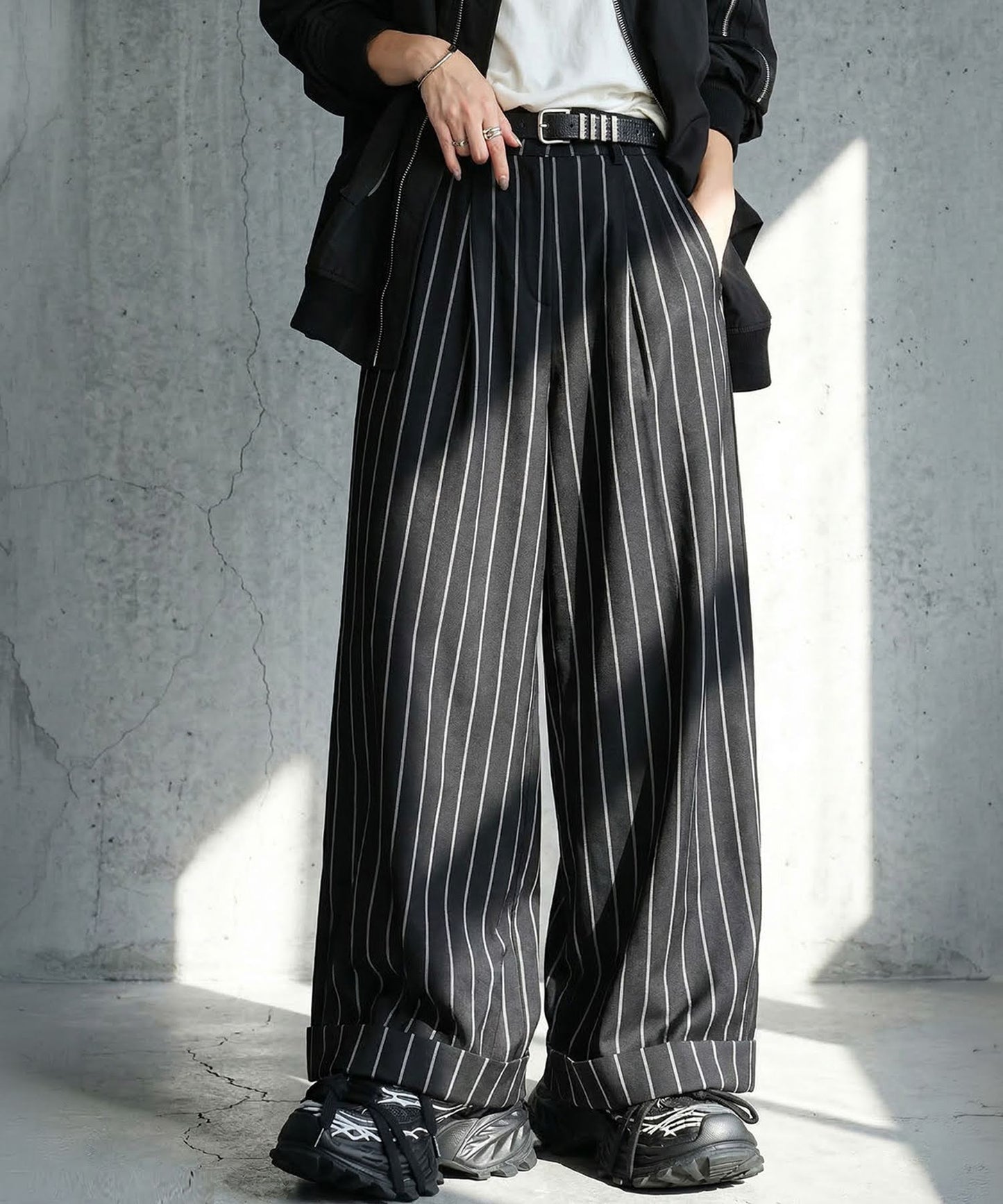 Striped Wide-Leg Pants Ladies