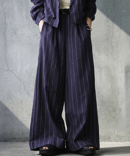 Striped Wide-Leg Pants Ladies