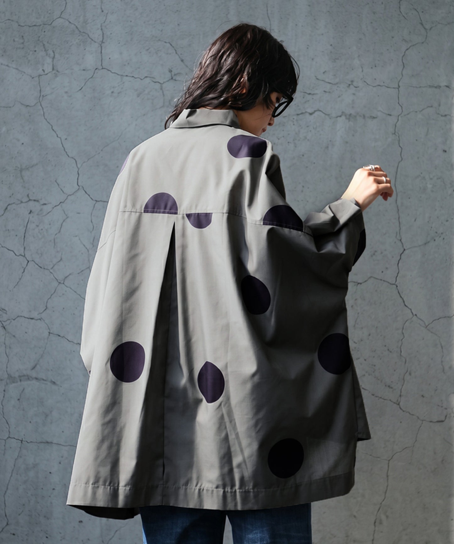 Dolman-Style 100% Cotton Polka Dot Shirt Ladies