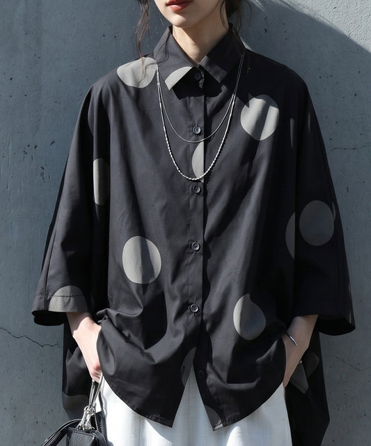Dolman-Style 100% Cotton Polka Dot Shirt Ladies