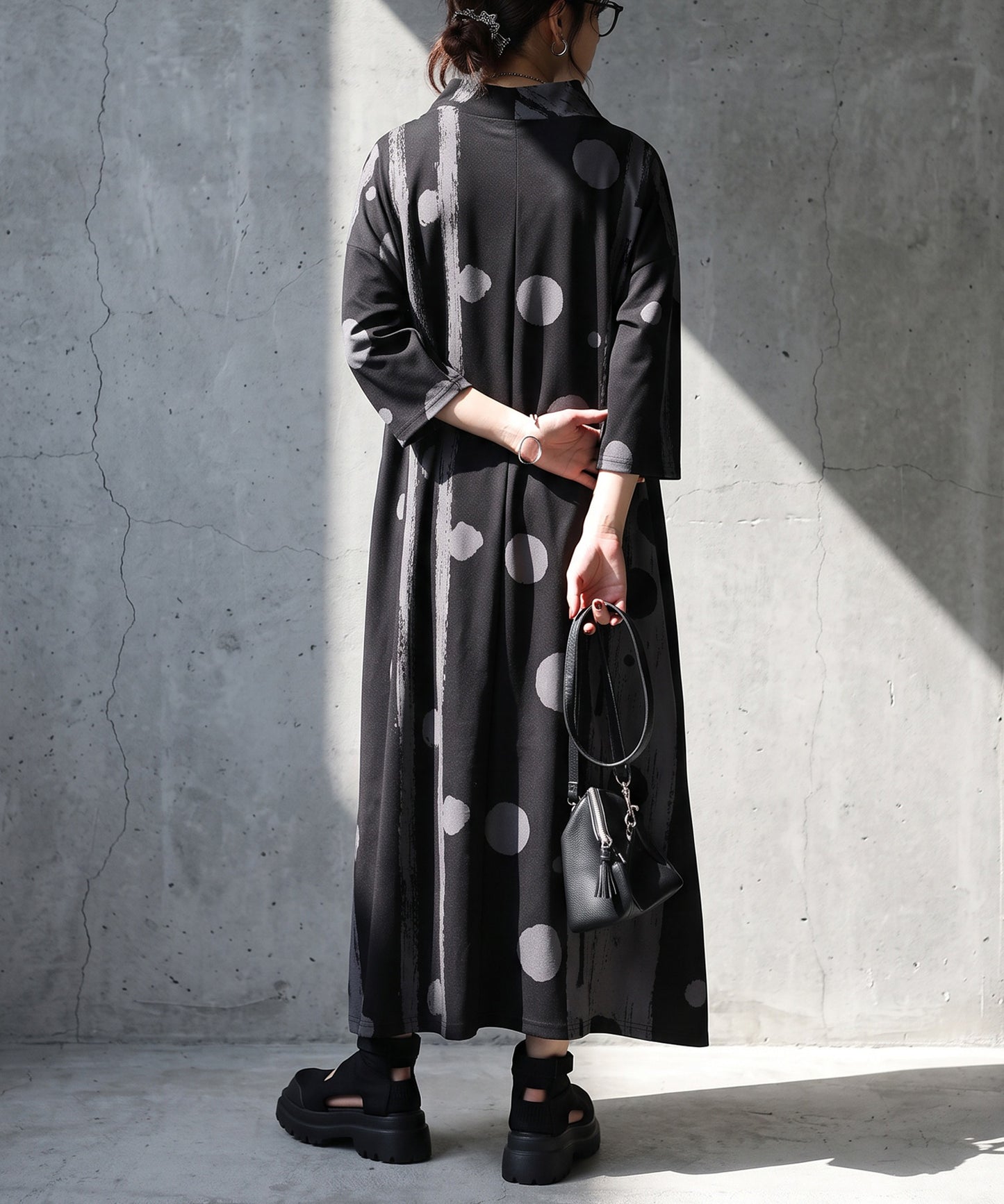 Polka Dot And Striped Long Dress Ladies